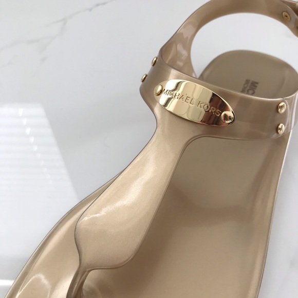 Michael Kors jelly gold sandals sling back thong - Picture 3 of 6